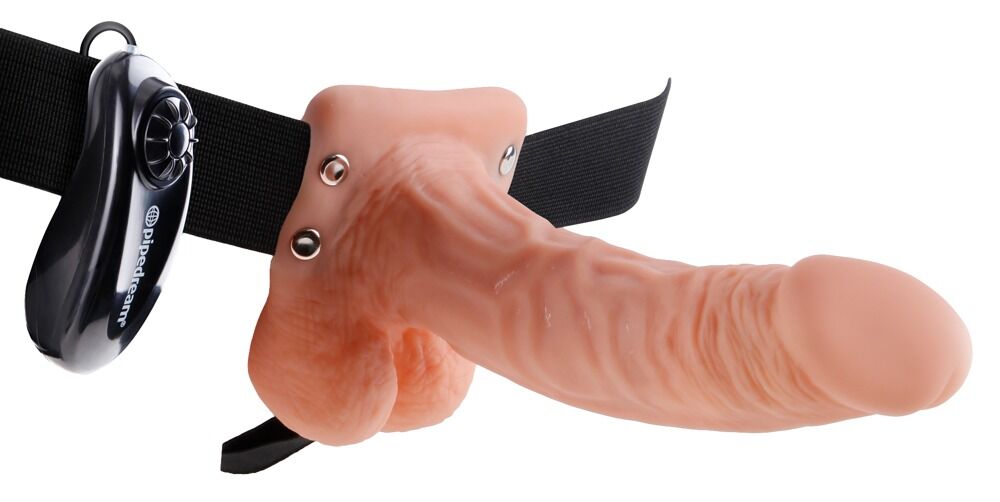 7" Vibrating Hollow Strap-on