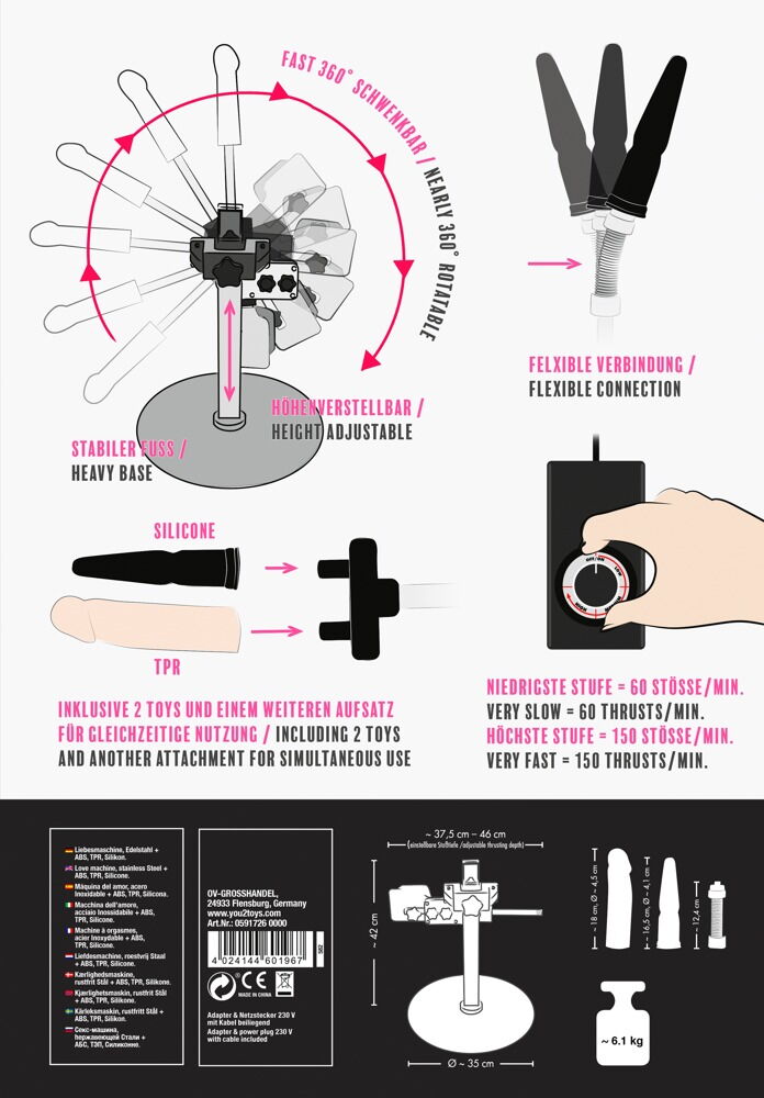 Sexmaschine „Big Bang Penetrator“, bis fast 360° verstellbar