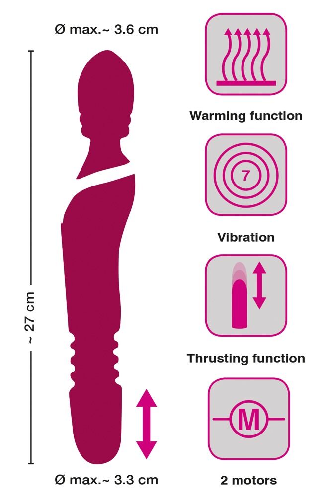 Massagestab „Warming & Thrusting Vibe“, mit Stoß- und Wärmefunktion