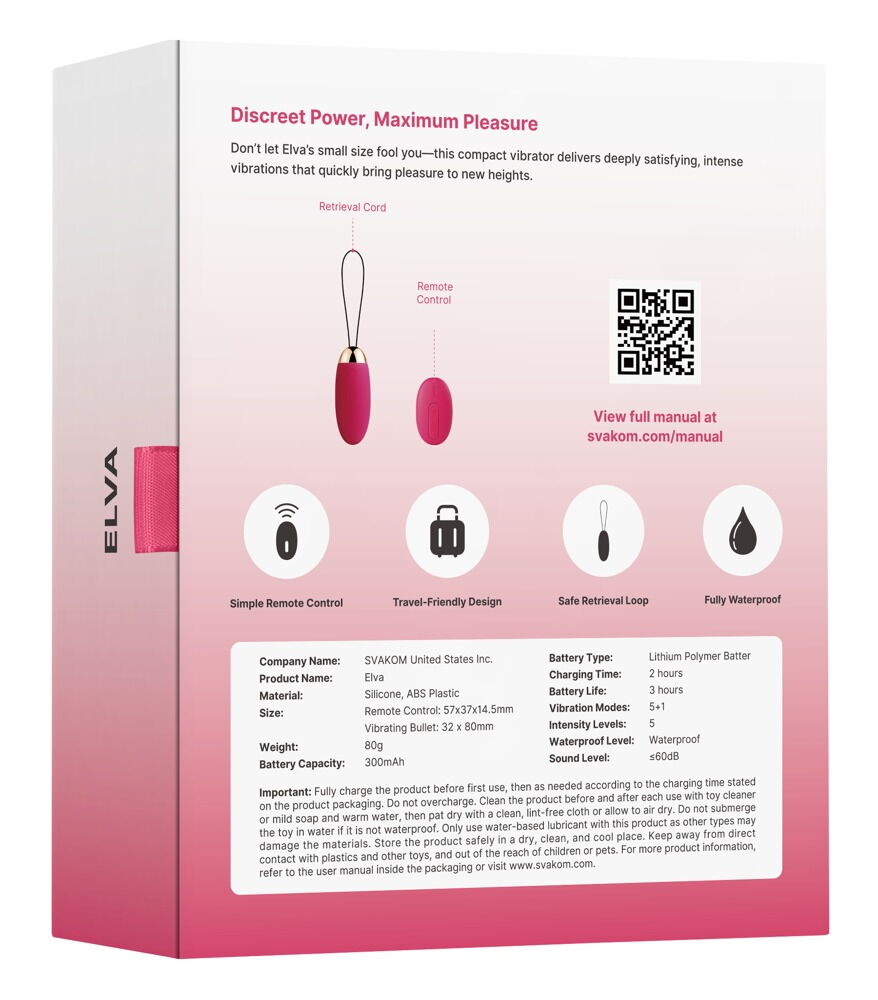 Vibro-Ei „Elva” mit Fernbedienung