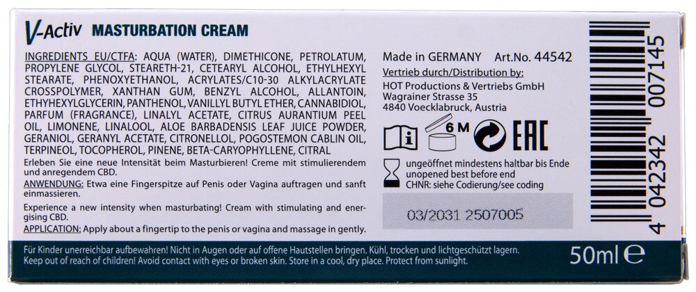 timulationscreme „V-Activ Unisex Masturbation Cream“ mit CBD