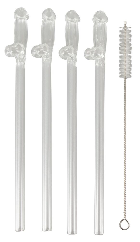 5-teilliges Strohhalm-Set „Glass Drinking Straw Willy“, aus wiederverwendbarem Glas