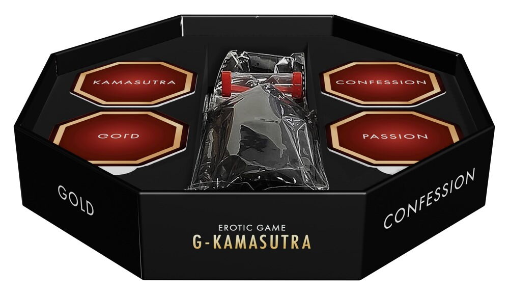 Paarspiel „G-Kamasutra Board Game“ inklusive Augenbinde & Peitsche
