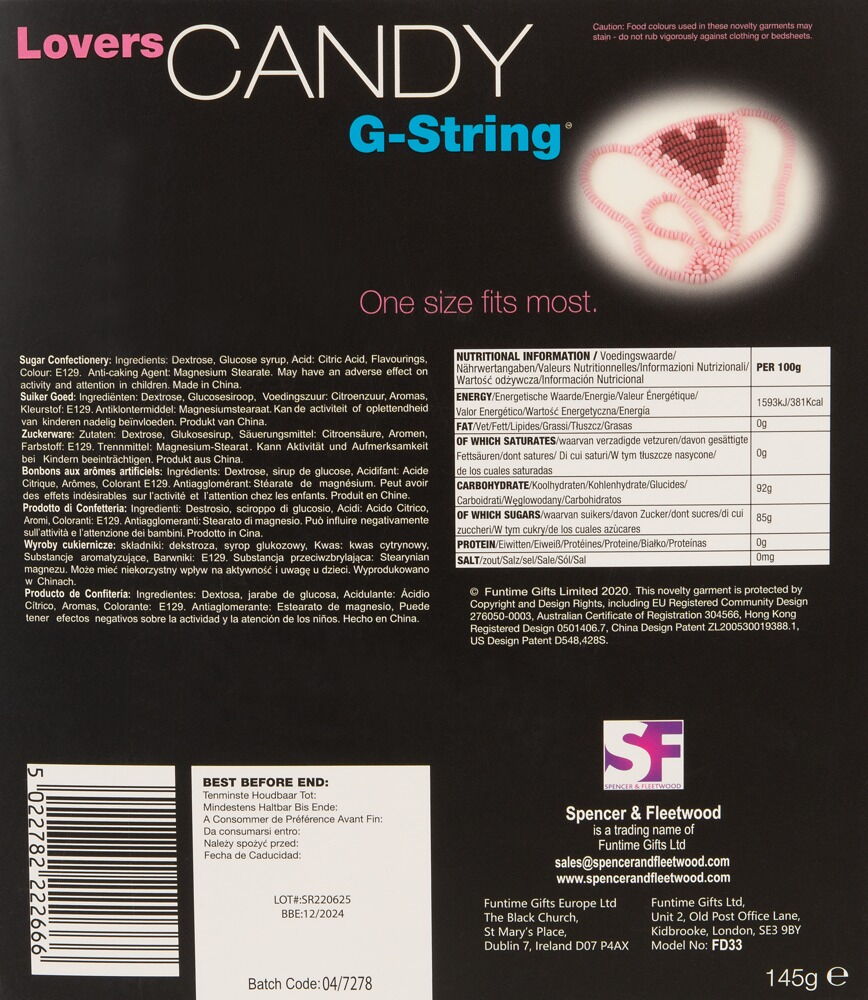 Knabberwäsche „Candy Lovers G-String Herz“ aus Zuckerperlen