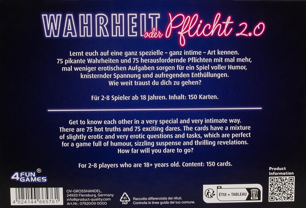 Kartenspiel „Wahrheit oder Pflicht“ auf die erotische Art