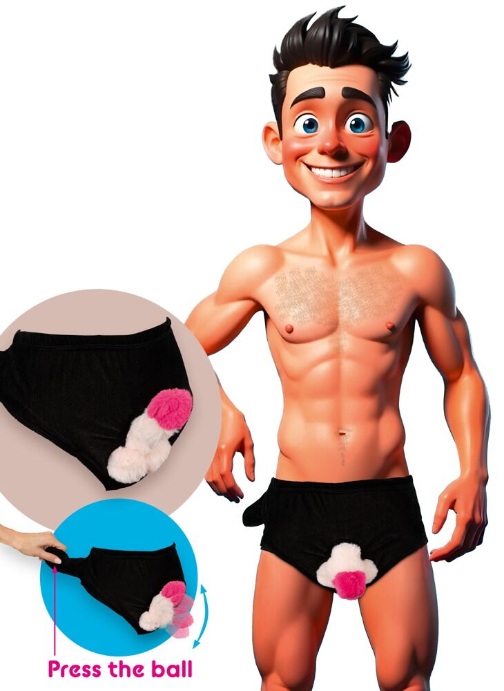 Gag-Slip mit beweglichem Plüsch-Penis
