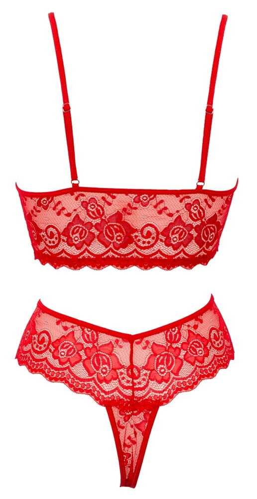 Bralette plus Riostring aus weicher roter Stretch-Spitze