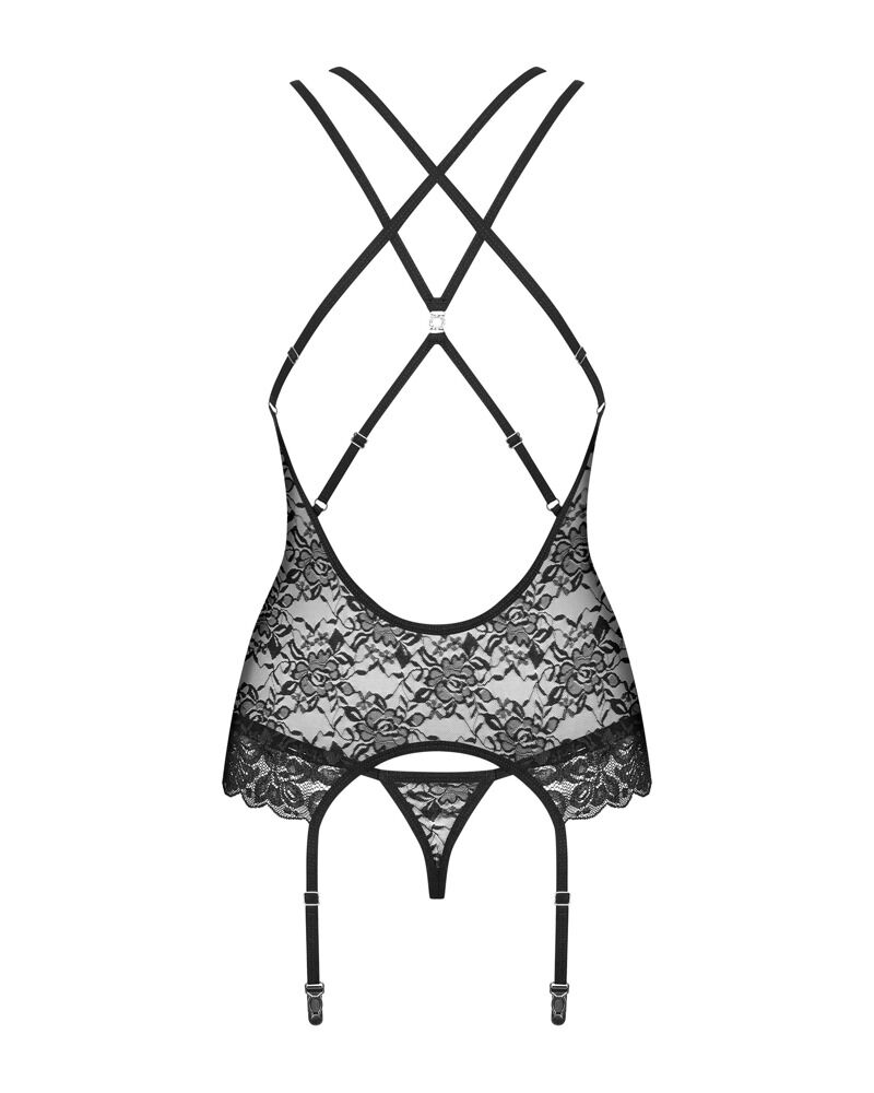 Strapshemd plus String aus weicher Stretchspitze