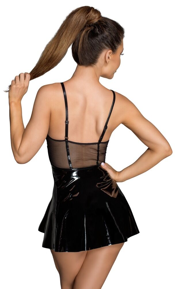 Minikleid „Rebellious Exclusive“ aus weichem Netz und Lack