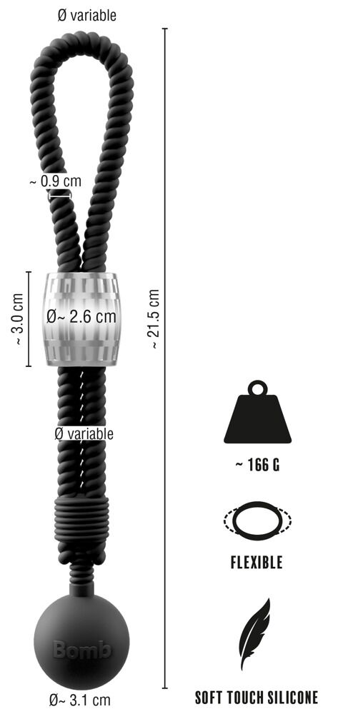 Penisschlaufe „Heavy Rope“ mit Gewicht