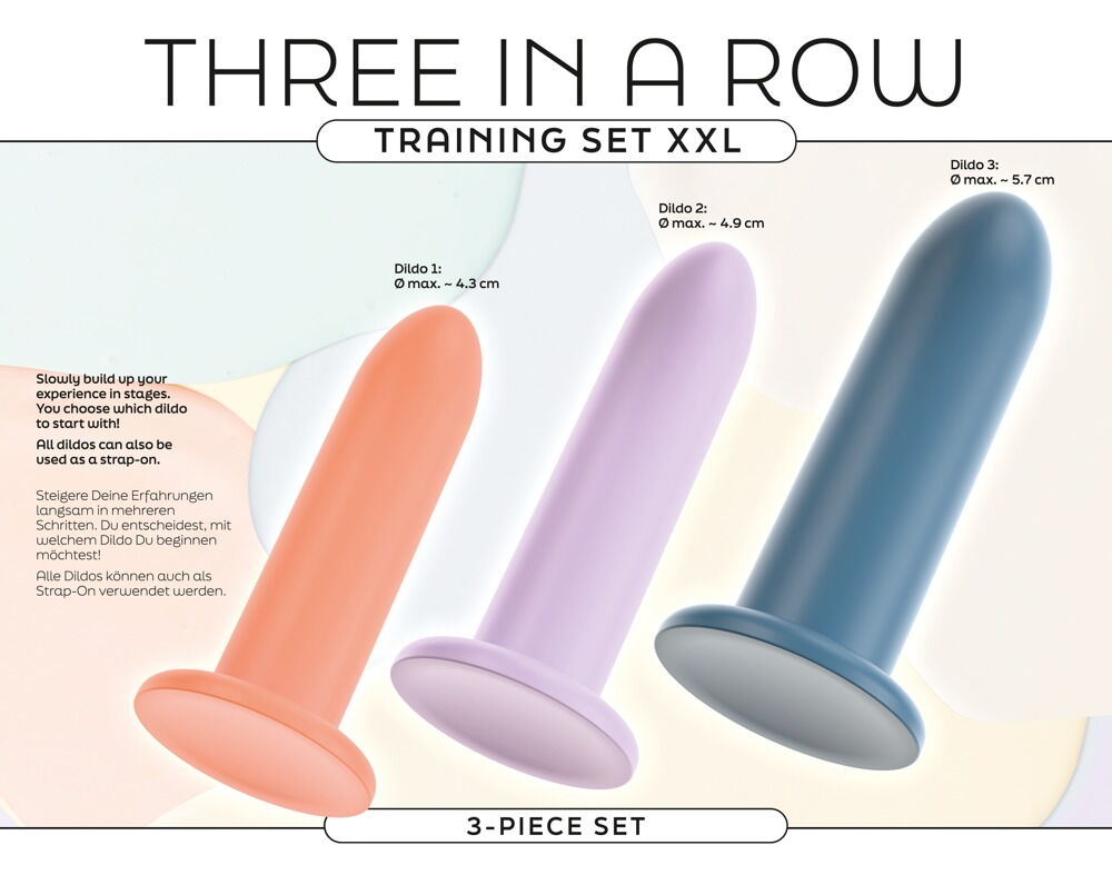 3-teiliges Dildo-Set „Three in a Row“, versch. Größen & Gewichte