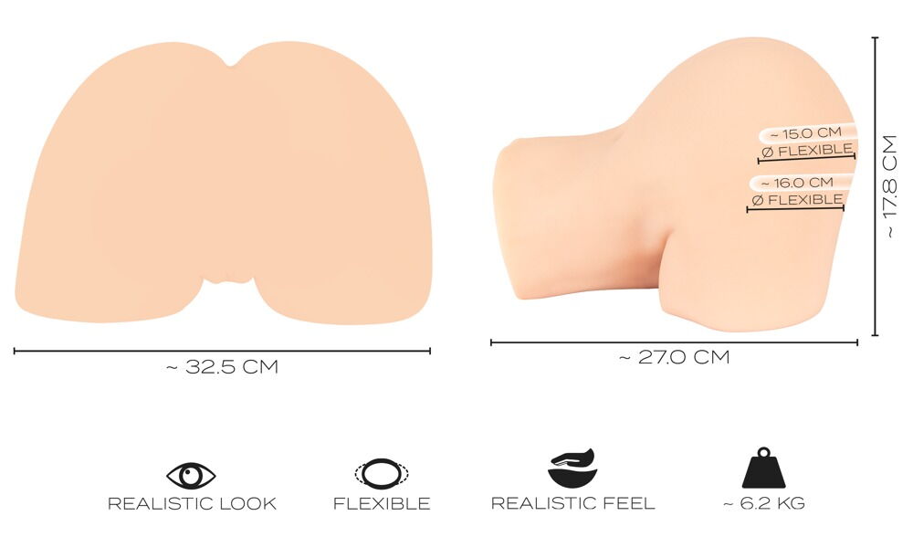 Torso-Masturbator „Deluxe Ass 02“ mit Vagina und Anus