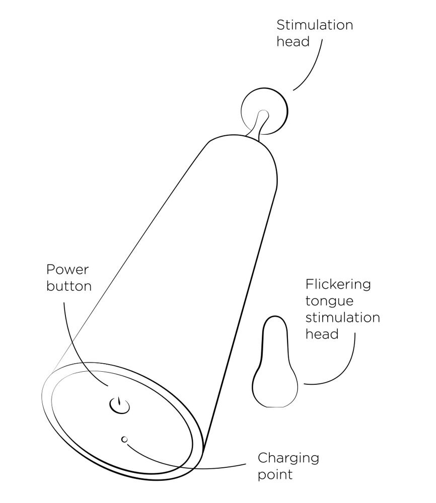 Minivibrator „Pop“ inklusive Kugel- und Zungen-Aufsatz aus Silikon