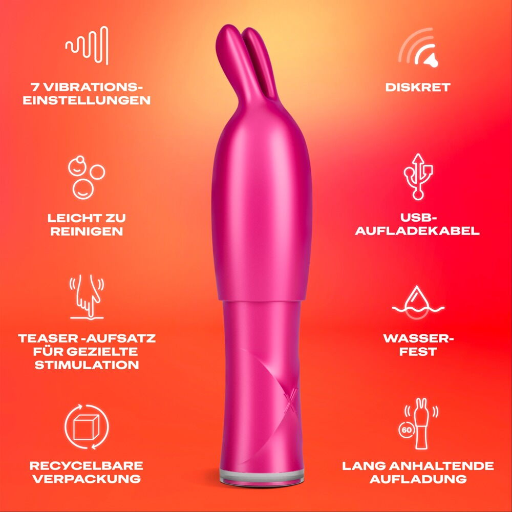 Minivibrator „Tease & Vibe“ inklusive Bunny-Aufsatz