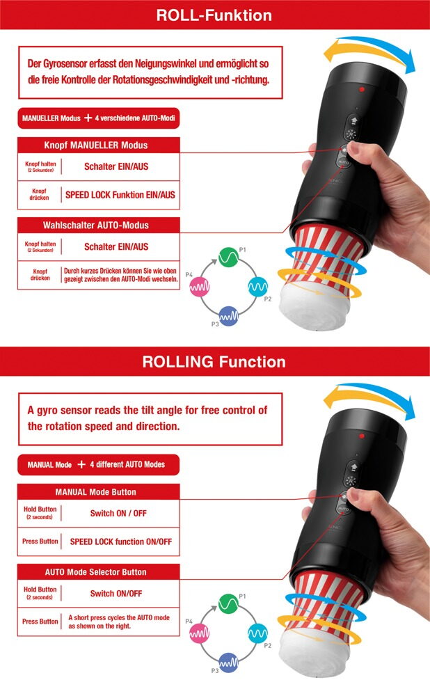 Masturbator-Aufsatz „Vacuum Gyro Roller” inklusive Rolling Tenga Cup
