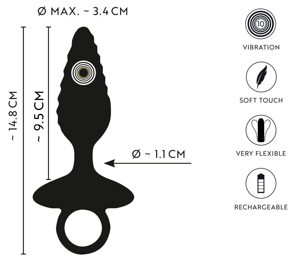Flexible Butt Plug Twisted Design with Vibrations