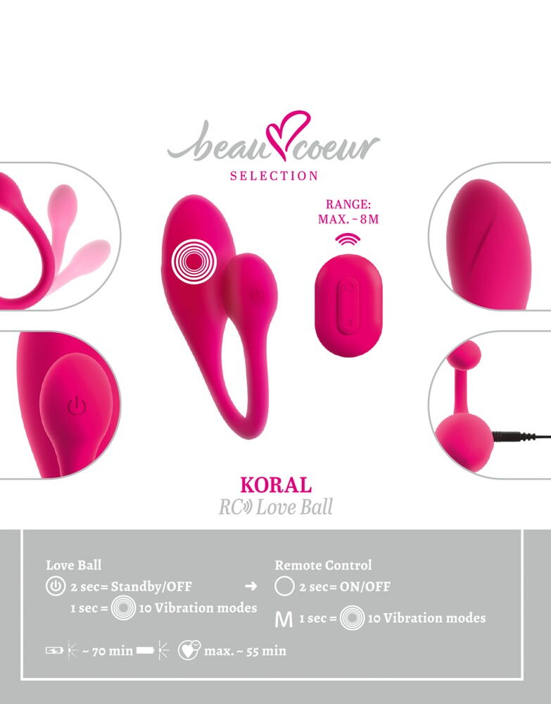 Vibro-Ei „KORAL“ mit Fernbedienung