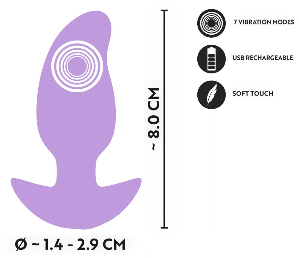 Analplug mit Tiefen-Vibration in 7 Modi