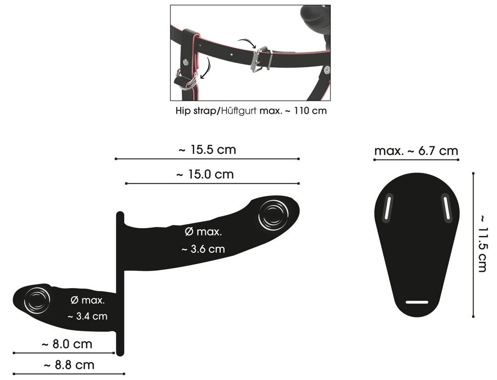 Strap-on „RC Vibrating Double“ mit Außen- und Innen-Vibrator
