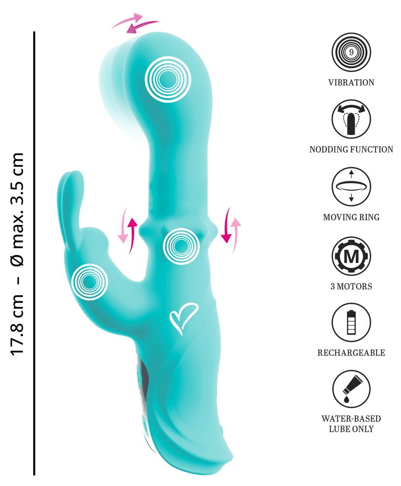 Rabbitvibrator „ORIVEN“ mit Klopf-Impulsen & Slide Massagering