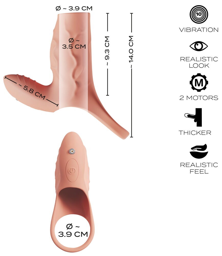 Penismanschette „RealSleeve Clit“ mit 2 Motoren