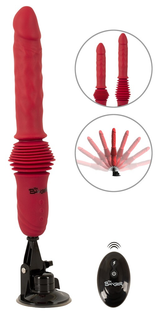 Stoßvibrator „RC Double Thrusting Fucking Machine“ mit abnehmbarem Saugfuß