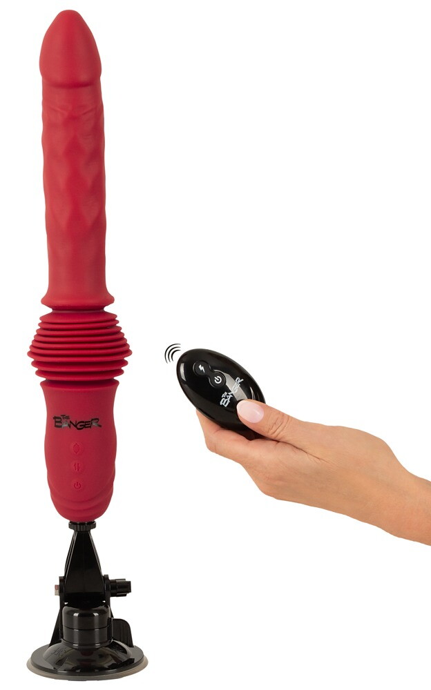 Stoßvibrator „RC Double Thrusting Fucking Machine“ mit abnehmbarem Saugfuß