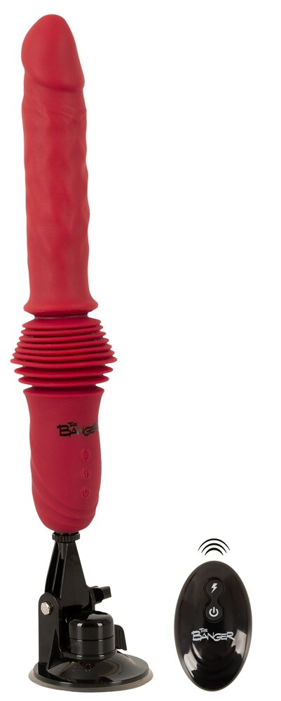 Stoßvibrator „RC Double Thrusting Fucking Machine“ mit abnehmbarem Saugfuß