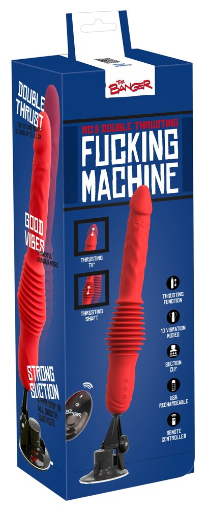 Stoßvibrator „RC Double Thrusting Fucking Machine“ mit abnehmbarem Saugfuß