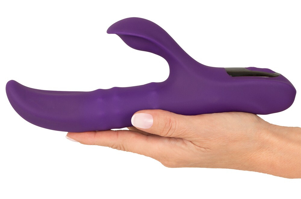 Rabbitvibrator mit 3 beweglichen Massageringen