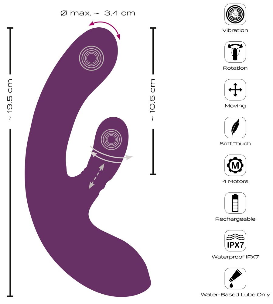 Rabbitvibrator mit doppelter Nodding-Funktion