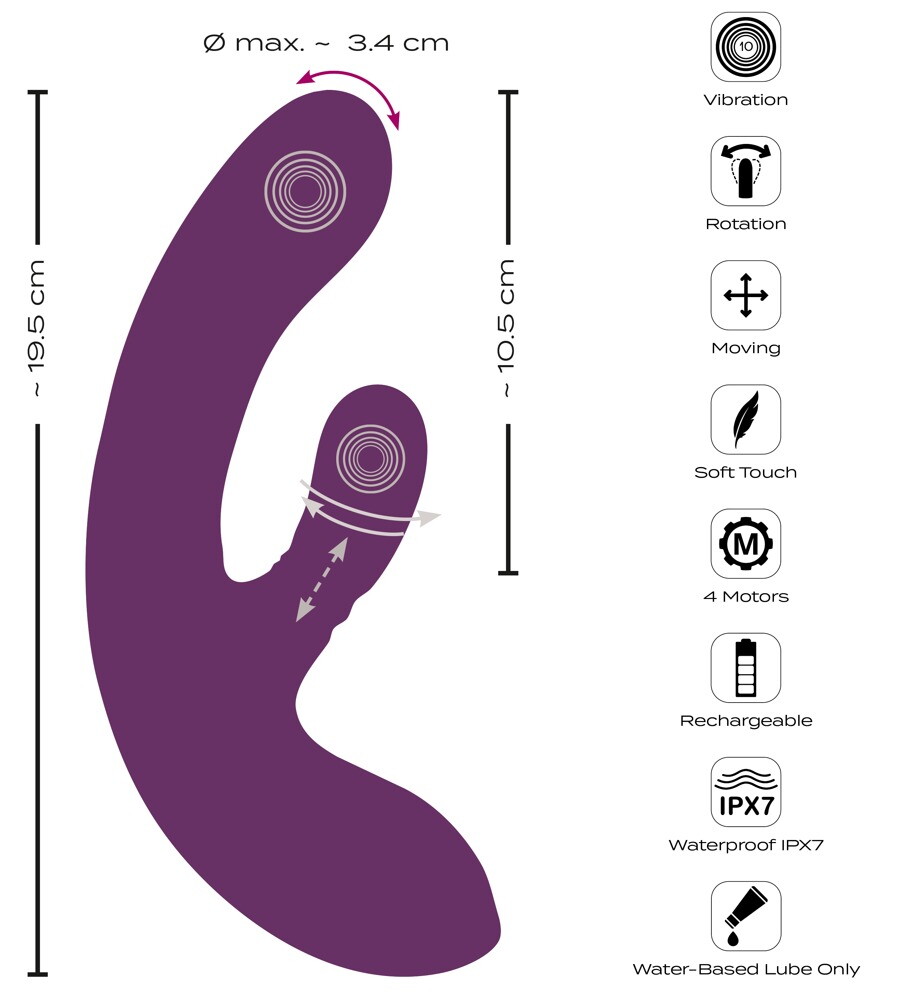 Rabbitvibrator mit doppelter Nodding-Funktion
