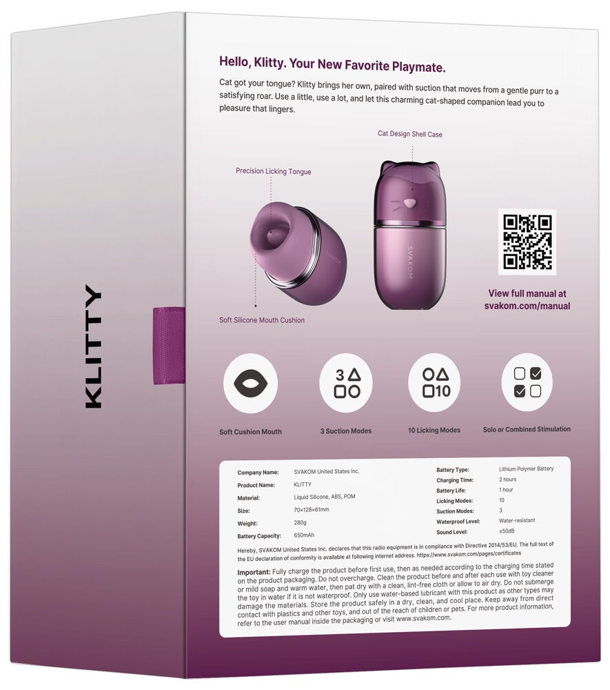 Auflegevibrator „Klitty“ mit Leck- und Saugfunktion