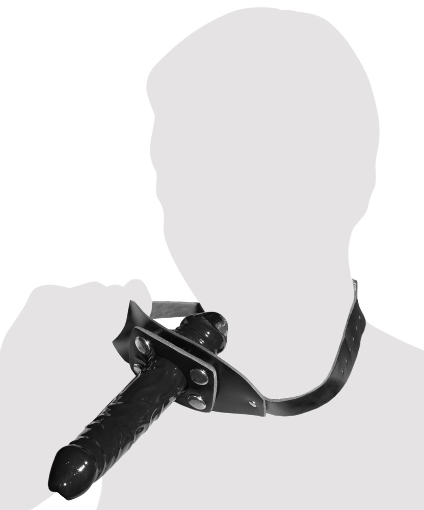 Mundknebel aus Leder mit Latexdildo