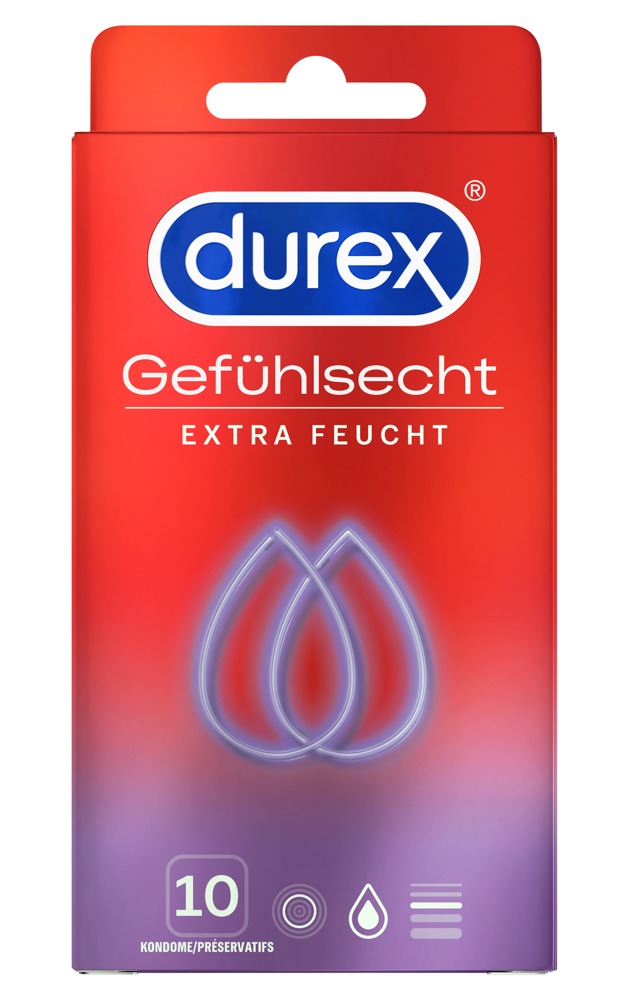 Kondome „Gefühlsecht Extra Feucht“, transparent, groß
