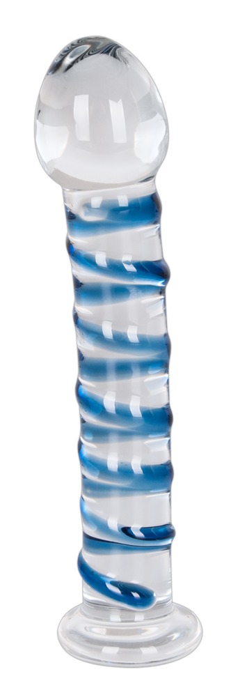 Glasdildo „Arts Clair Bleu“ mit Stimulationsspirale