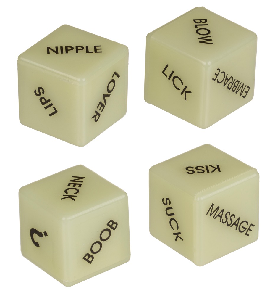 Liebeswürfel-Set „Glow in the Dark Love Dice“, englisch, 2 Stück