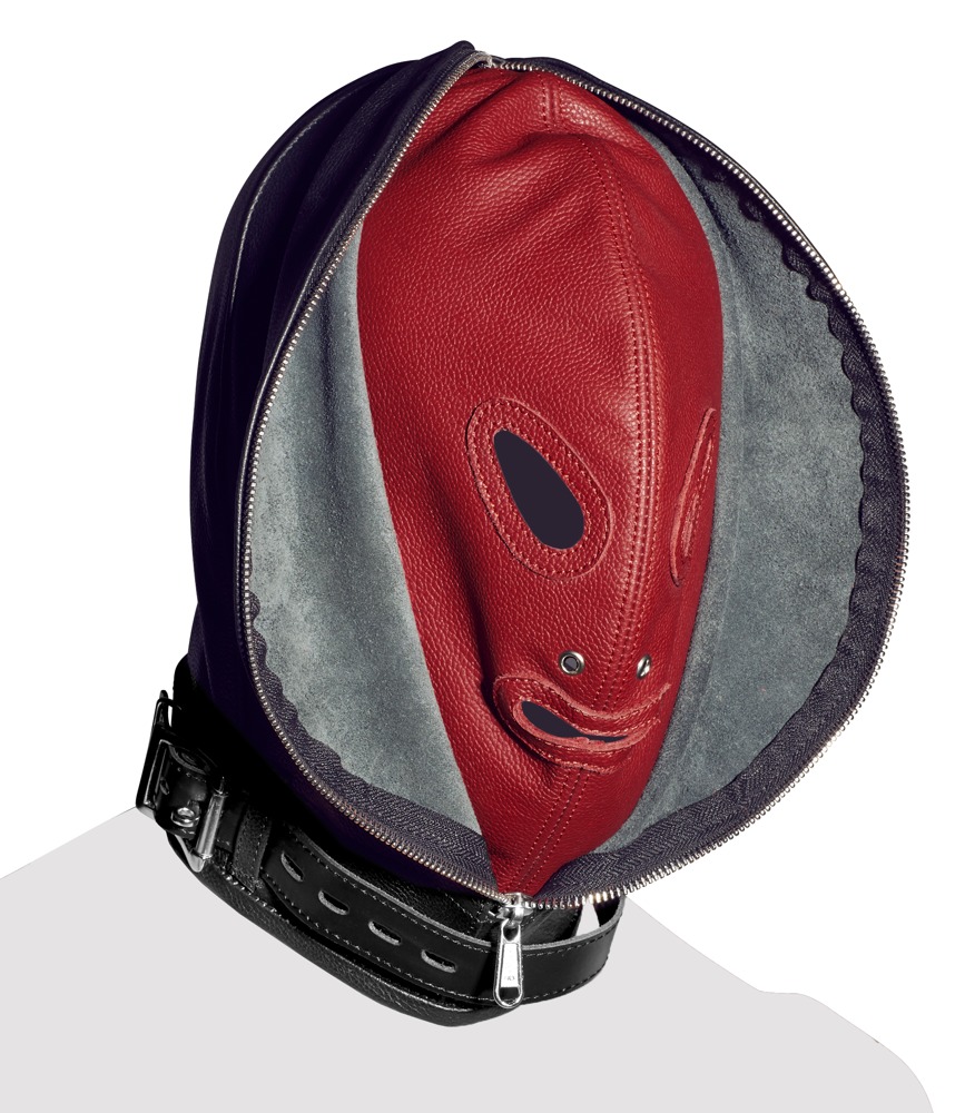 Doppelmaske aus Echtleder, chromfrei gegerbt Doppelmaske aus Echtleder, chromfrei gegerbt