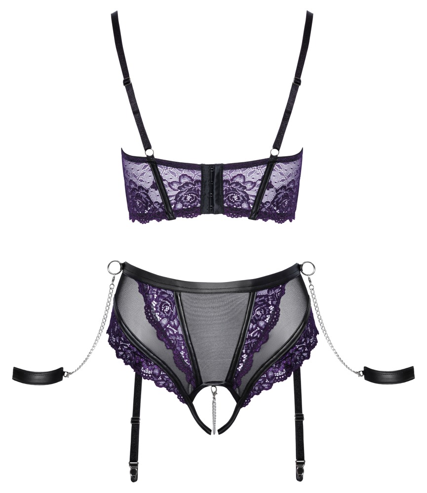 Abierta Fina Purple Chain Lingerie Set