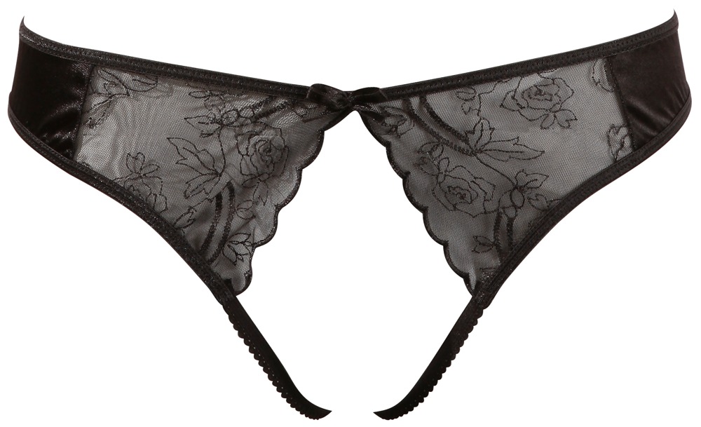String ouvert aus Satin und Spitze