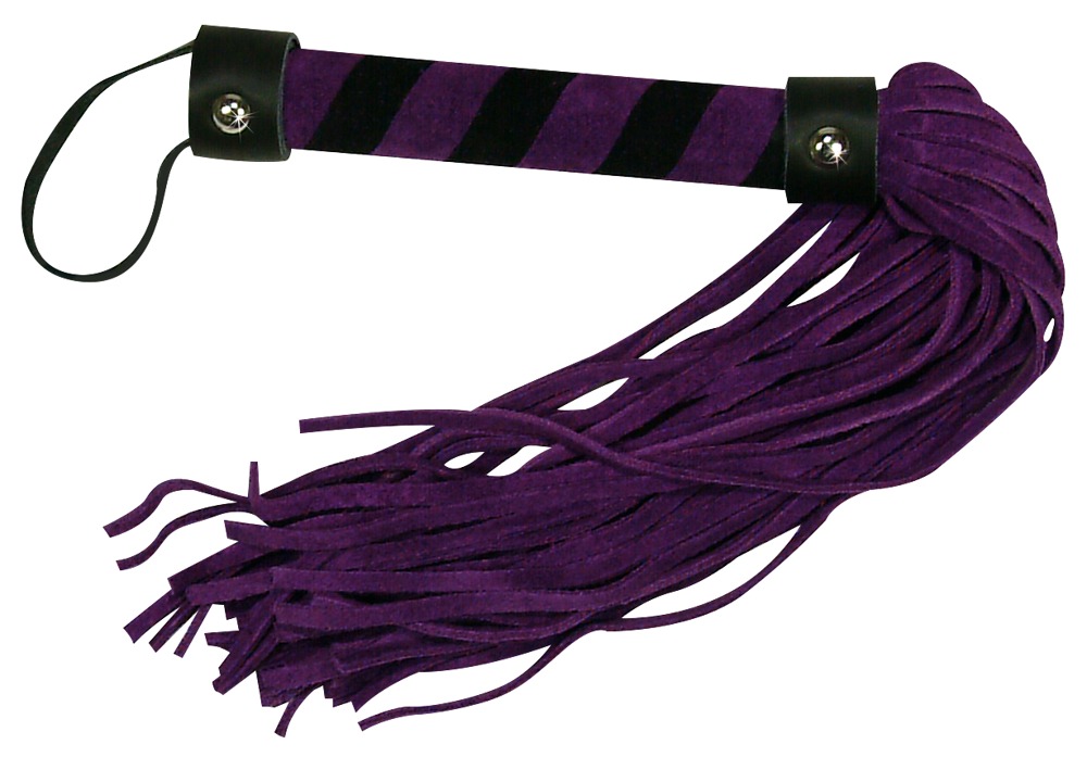 Peitsche mit weichen Veloursstriemen, umwickelter Griff, 38 cm Peitsche mit weichen Veloursstriemen, umwickelter Griff, 38 cm