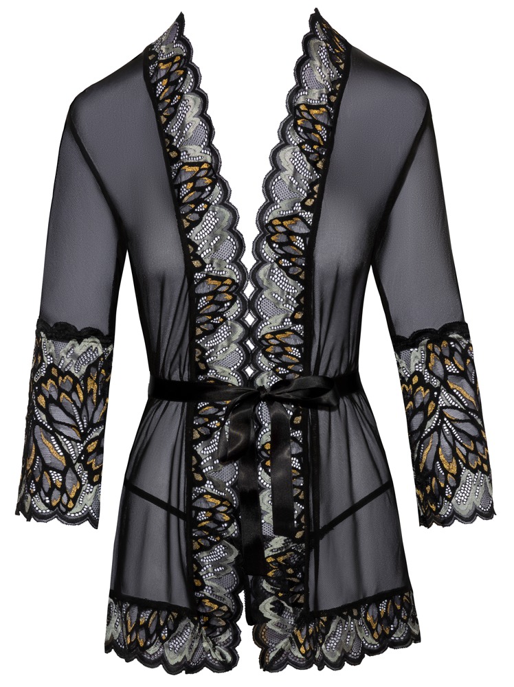 Kimono mit Effektspitze und Bindegürtel online kaufen bei