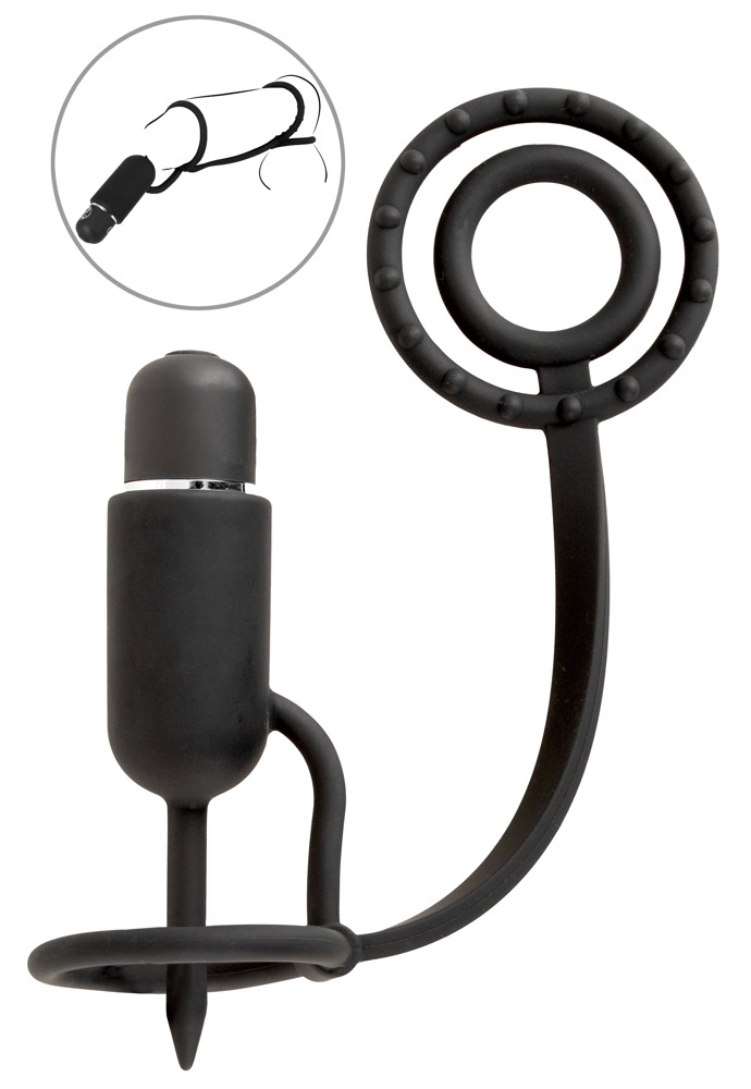 Penisplug mit Vibration, Eichel- und Penis-/Hodenring